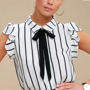Lulus Striped Tie Blouse